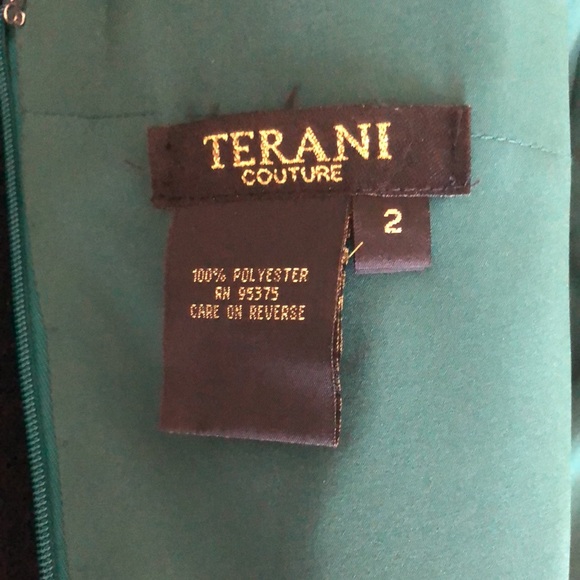 Terani Couture Emerald Satin Column Gown Size 2 - Picture 11 of 12
